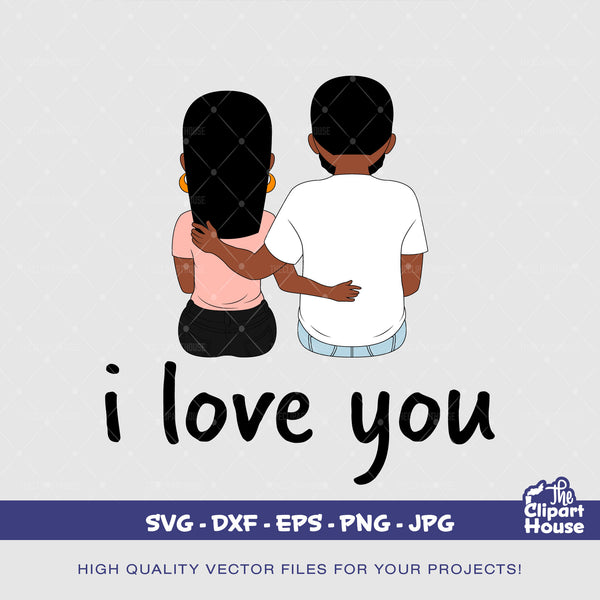 I Love You Couple, african american svg, black woman, black man, couple svg, family svg, hugging svg, relationship svg