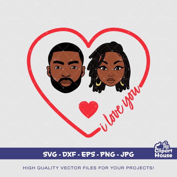 I Love You Couple Heart, african american svg, black woman, black man, couple svg, family svg, hugging svg, relationship svg