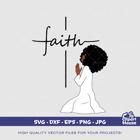 Angel Prayers Faith Cross, african american svg, black woman svg, afro, faith svg, religion svg, hope svg, praying hands