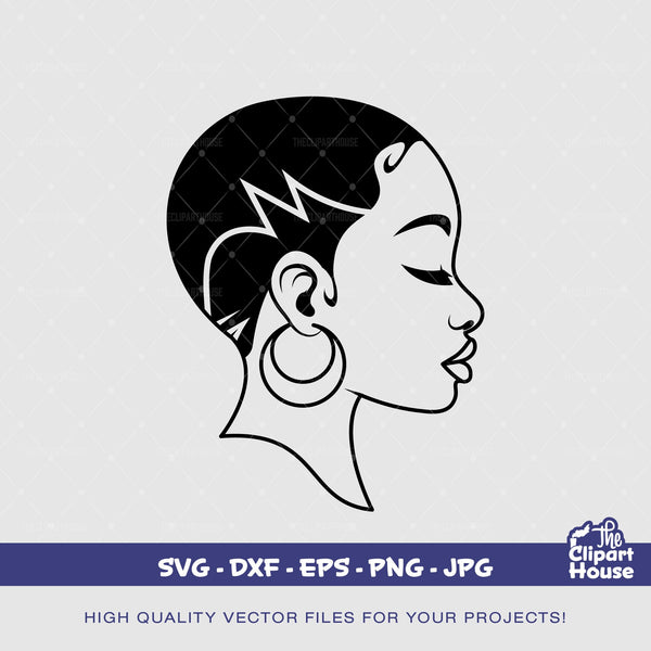 Black Woman Buzz Cut Silhouette, african american svg, black woman svg, black girl svg, melanin svg, afro girl svg, melanin svg