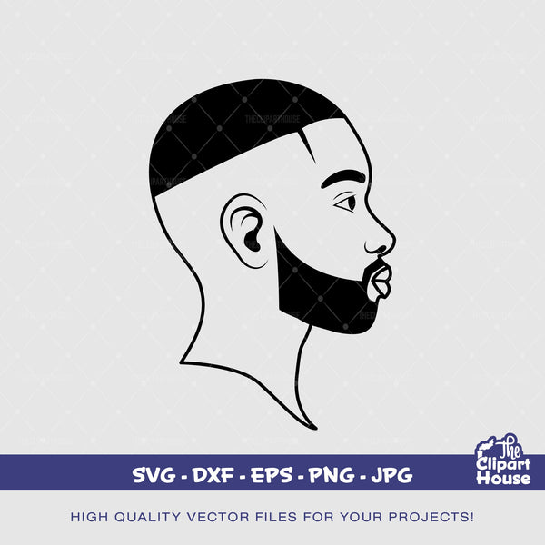 Bearded Black Man Fade Silhouette, african american svg, black man svg, bearded man svg, black excellence svg, melanin svg, dope svg