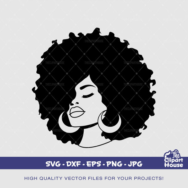 Big Afro Woman Silhouette, african american svg, black woman svg, afro girl svg, black girl magic svg, black queen svg