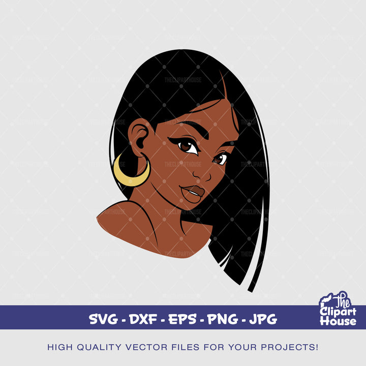 Black Woman Flowing Hair, african american svg, black woman svg, black girl svg, melanin svg, afro girl svg, melanin svg - The Clipart House