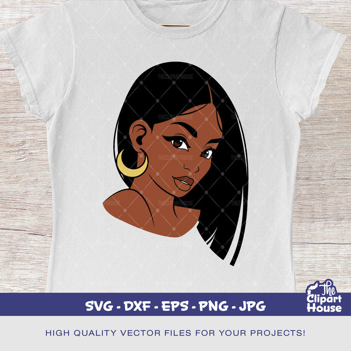 Black Woman Flowing Hair, african american svg, black woman svg, black girl svg, melanin svg, afro girl svg, melanin svg - The Clipart House