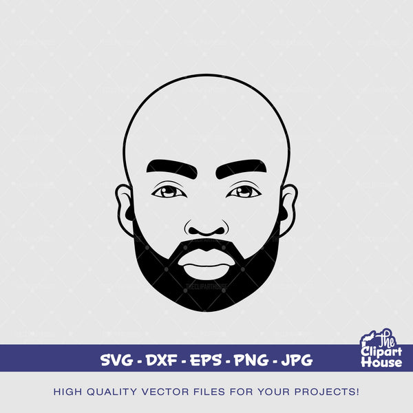 Bald Black Man Silhouette, african american svg, black man svg, bearded man svg, black excellence svg, melanin svg, dope svg, black king svg