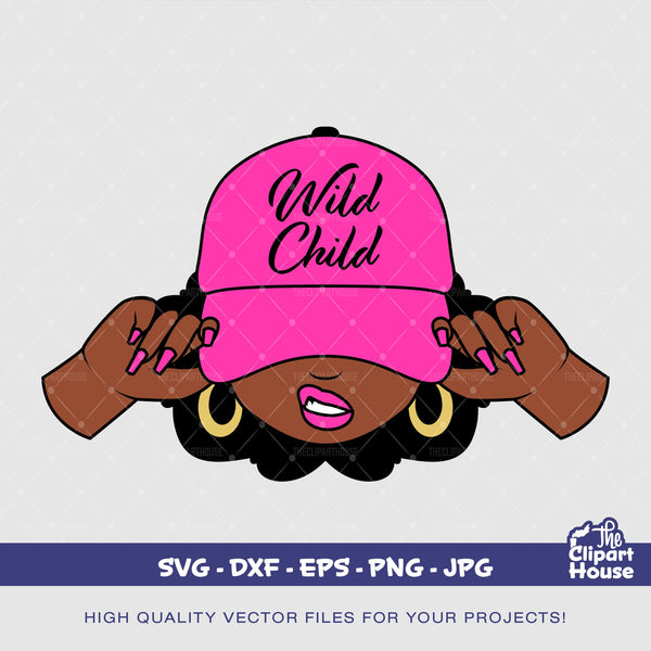 Wild Child Woman Cap, Kids SVG, Cool Kids svg, Toddler svg, child svg, Funny Kids Design, Kids Shirt svg