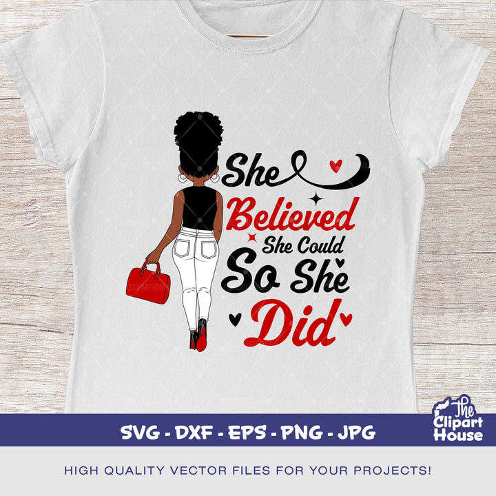 She Believed She Could So She Did Woman 2, african american svg, black woman svg, black girl svg, melanin svg, afro girl svg, melanin svg - The Clipart House