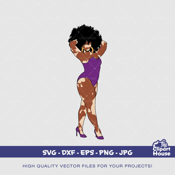 Vitiligo Black Woman Pose, african american svg, black woman svg, black girl svg, melanin svg, afro girl svg, melanin svg - The Clipart House