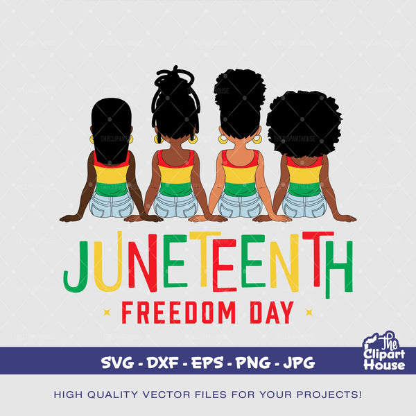 Juneteenth Freedom Day Girls, african american svg, juneteenth, black history, 1865, black history month svg