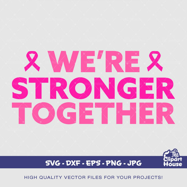 Were Stronger Together, cancer research svg, cancer ribbon svg, cancer awareness svg, black woman svg, afro woman svg