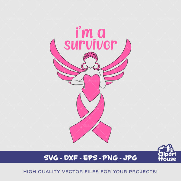 I'm A Survivor Woman 2 , cancer research svg, cancer ribbon svg, cancer awareness svg, black woman svg, afro woman svg