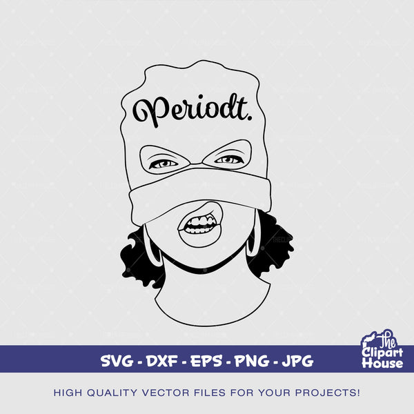 Black Woman Periodt Balaclava Outline, african american svg, black woman svg, afro girl svg, black girl magic svg, black queen svg - The Clipart House