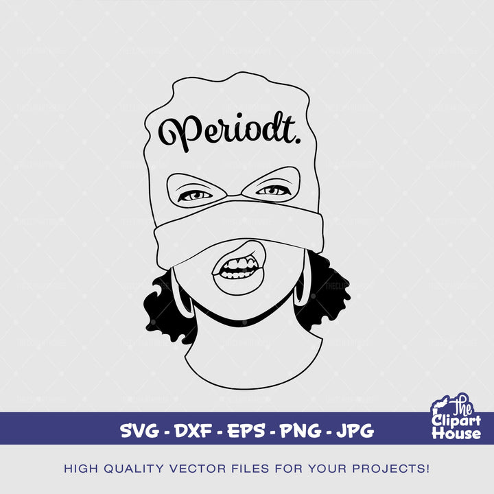 Black Woman Periodt Balaclava Outline, african american svg, black woman svg, afro girl svg, black girl magic svg, black queen svg - The Clipart House