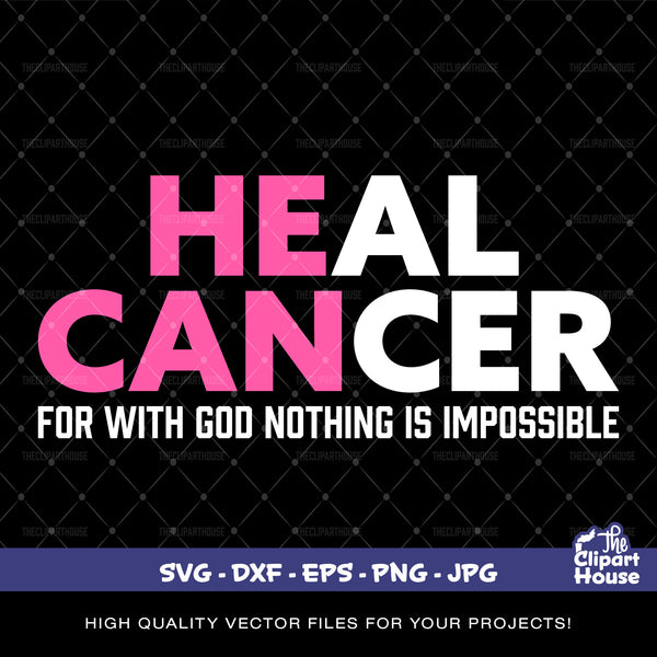 He Can Heal Cancer, cancer research svg, cancer ribbon svg, cancer awareness svg, black woman svg, afro woman svg