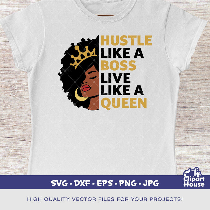 Hustle Like A Boss Queen 3, quote svg, sayings svg, african american svg, black woman svg, afro girl svg, black girl magic svg - The Clipart House