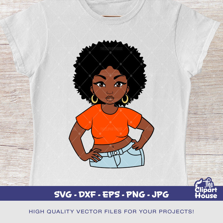 Curvy Black Woman, african american svg, black woman svg, afro girl svg, black girl magic svg, black queen svg - The Clipart House