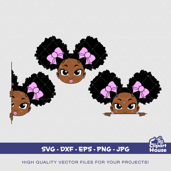 Peekaboo Double Afro Puff Girl Set, african american svg, black woman svg, black girl magic svg, black queen svg, peekaboo girl svg