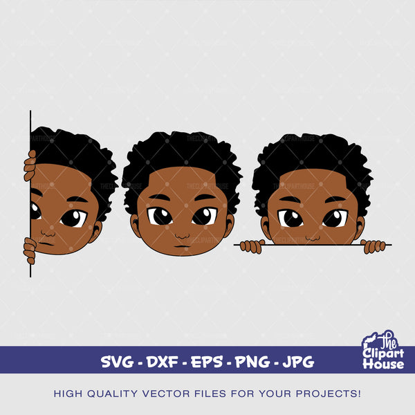 Peekaboo Afro Boy Set, african american svg, black kid svg, afro child svg, black boy magic svg, afro boy svg, peekaboo boy svg