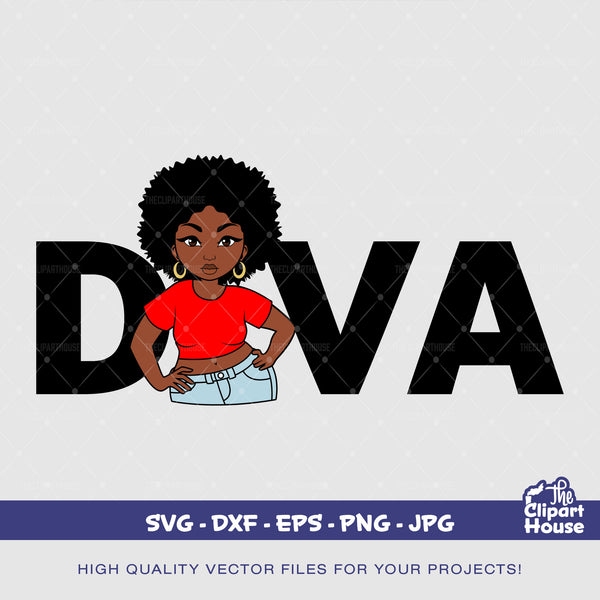 Diva 2, african american svg, black woman svg, black girl svg, melanin svg, afro girl svg, melanin svg - The Clipart House