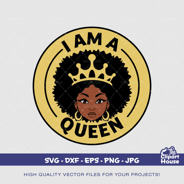 I Am A Queen Pin, african american svg, black woman svg, afro girl svg, black girl magic svg, black queen svg