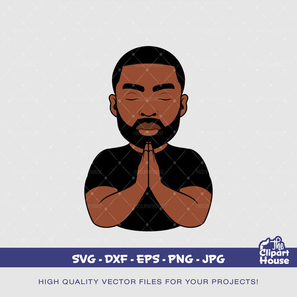 Praying Black Man, african american svg, black man svg, afro,faith svg, religion svg, blessings svg, faithful svg, angel svg