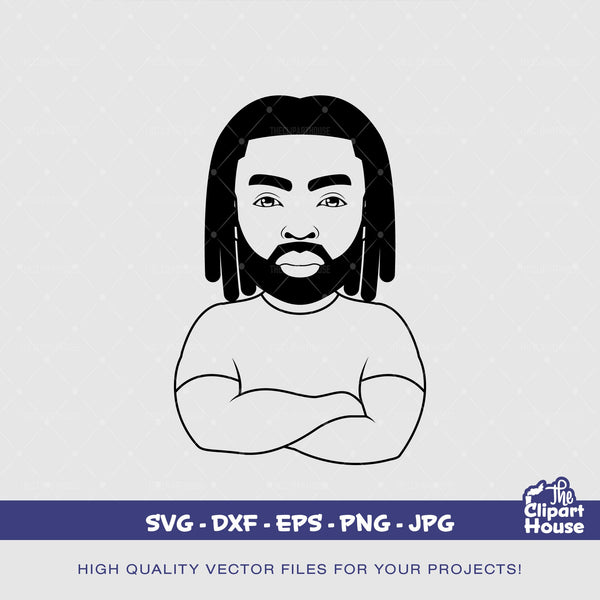 Strong Black Man Locs Outline Silhouette, african american svg, bearded man svg, black excellence svg, melanin svg, dope svg, black king svg