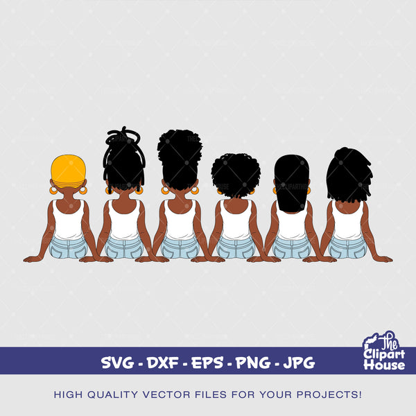 Friendship Girls 7, african american svg, black woman, friendship goals, best friends, group of friends svg, black girl magic svg