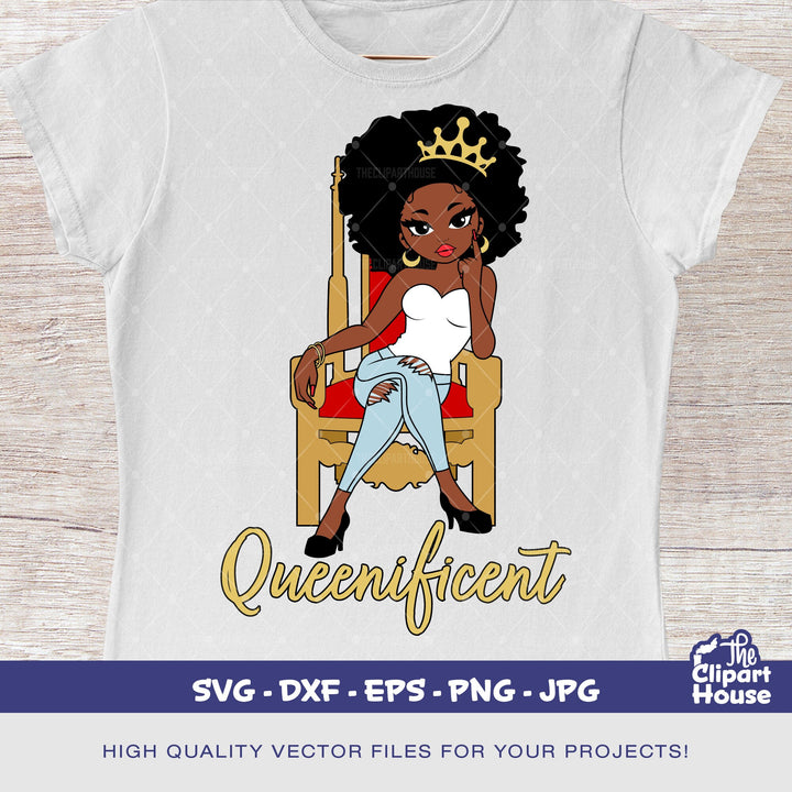 Queenificent Throne, quote svg, sayings svg, african american svg, black woman svg, afro girl svg, black girl magic svg - The Clipart House