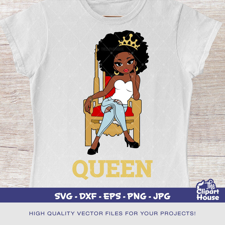 Queen Throne, quote svg, sayings svg, african american svg, black woman svg, afro girl svg, black girl magic svg - The Clipart House