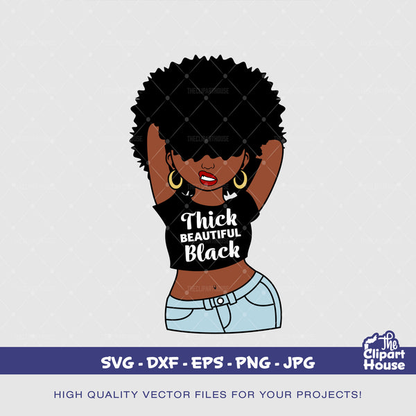 Thick Beautiful Black Woman 2, african american svg, black woman svg, afro girl svg, black girl magic svg, black queen svg