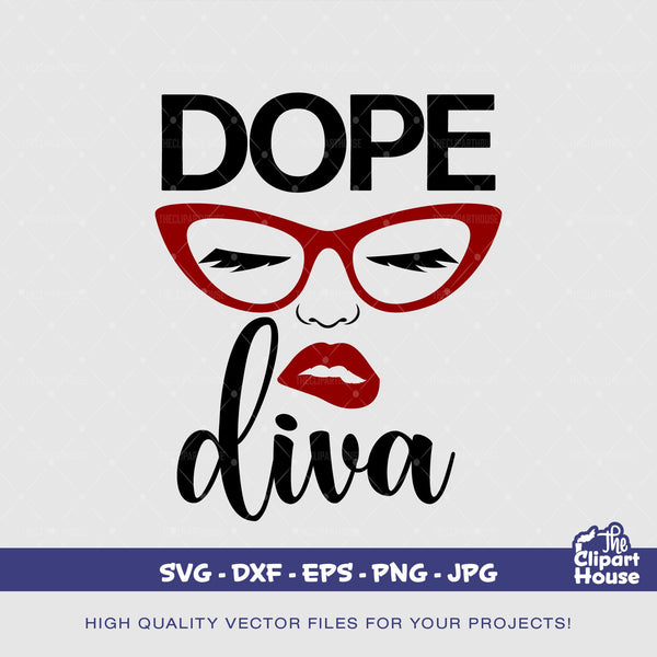 Dope Diva Face, smirk svg, african american svg, black woman svg, glasses svg, black girl svg, lip bite svg