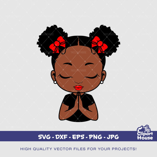 Praying Black Girl, african american svg, black girl svg, afro svg, faith svg, religion svg, hope svg, praying hands, praying girl svg