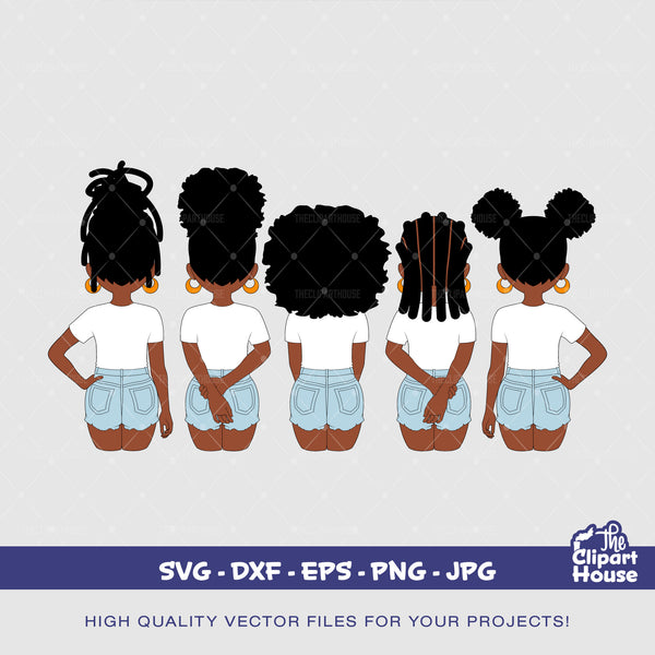 Friendship Girls 5, african american svg, black woman, friendship goals, best friends, group of friends svg, black girl magic svg