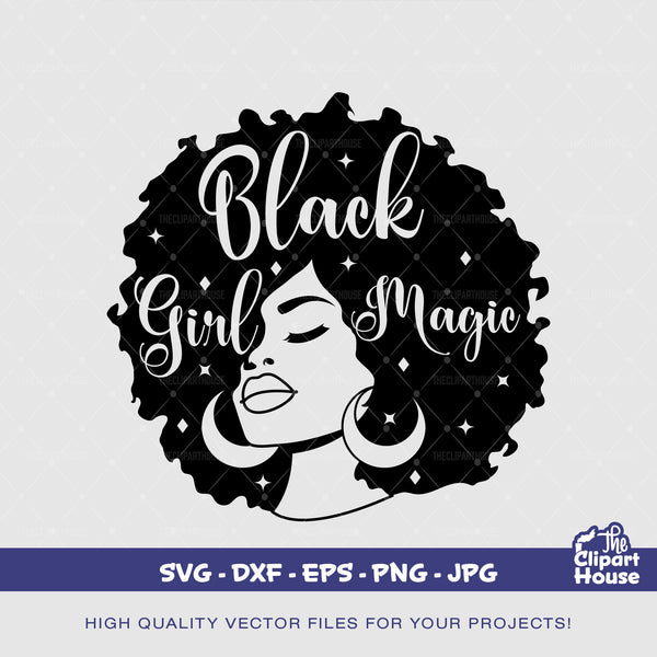 Black Girl Magic Afro Outline Silhouette, african american svg, black woman svg, afro girl svg, black girl magic svg, black queen svg