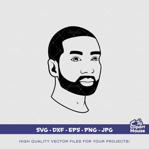 Black Man 2 Outline Silhouette, african american svg, black man svg, bearded man svg, black excellence svg, melanin svg, black king svg