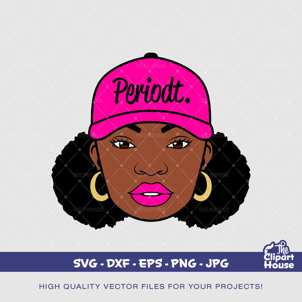 Afro Puff Young Woman Periodt Cap, african american svg, black woman svg, afro girl svg, black girl magic svg, black queen svg - The Clipart House