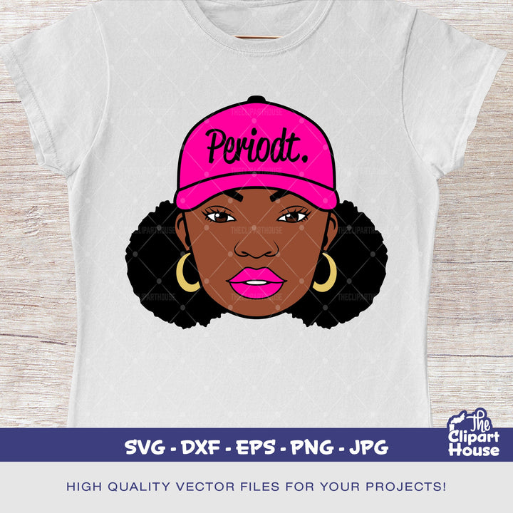 Afro Puff Young Woman Periodt Cap, african american svg, black woman svg, afro girl svg, black girl magic svg, black queen svg - The Clipart House