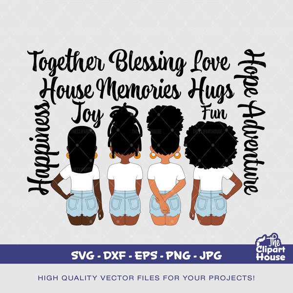 Friendship Girls Quotes 3, african american svg, black woman, friendship goals, best friends, group of friends svg