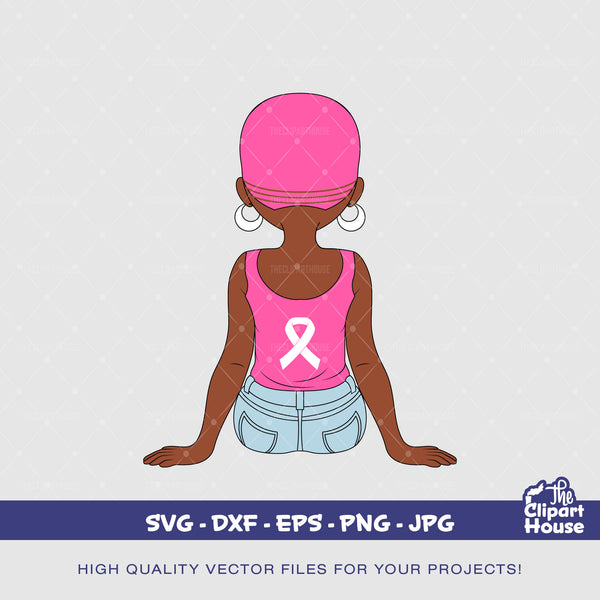 Black Girl In Pink, cancer research, women svg, we can do it svg, survivor svg, breast cancer awareness, cancer survivor gift