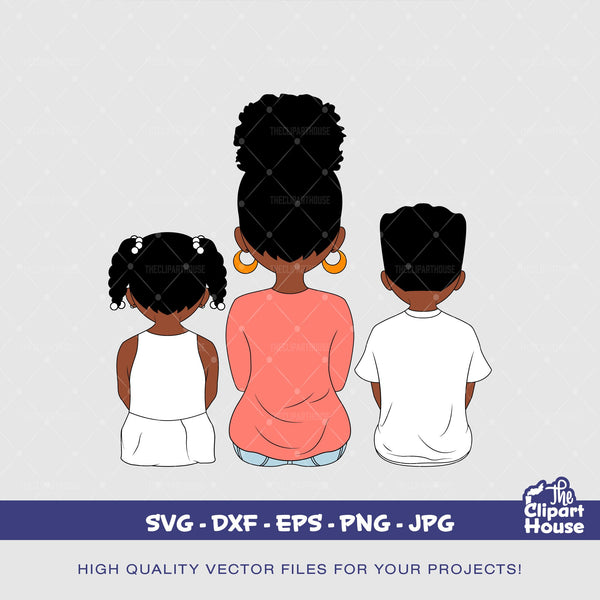 Mother and Kids 7, african svg,black woman, mother goals, parent svg, kids svg, family svg, children svg