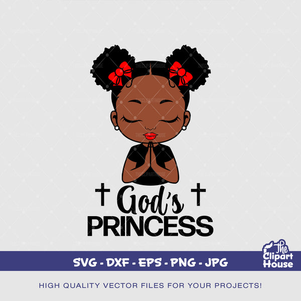 Gods Princess, african american svg, black girl svg, afro svg, faith svg, religion svg, hope svg, praying hands, praying girl svg