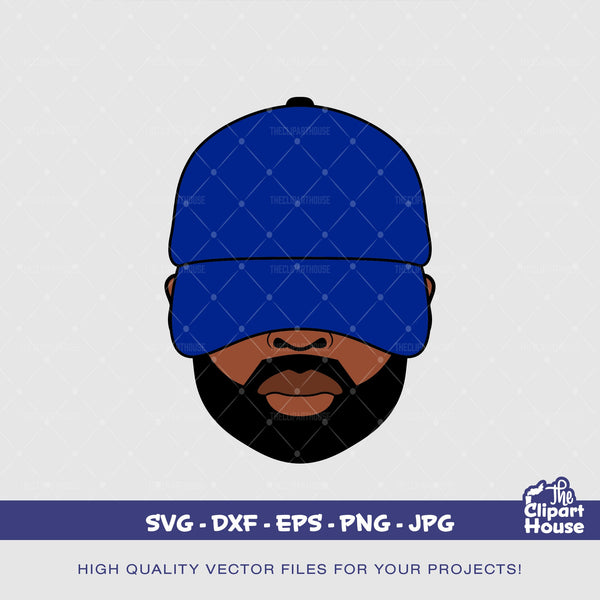 Black Man Cap 2, african american svg, black man svg, bearded man svg, black excellence svg, melanin svg, black king svg