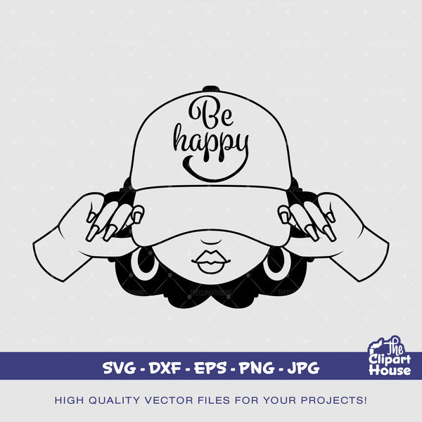 Be Happy Woman Cap, african american svg, black man svg, bearded man svg, black excellence svg, melanin svg, black king svg - The Clipart House