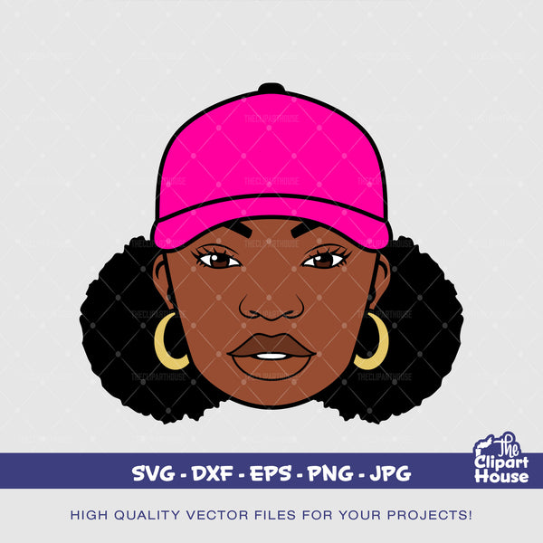 Afro Puff Young Woman Cap, african american svg, black woman svg, afro girl svg, black girl magic svg, black queen svg - The Clipart House