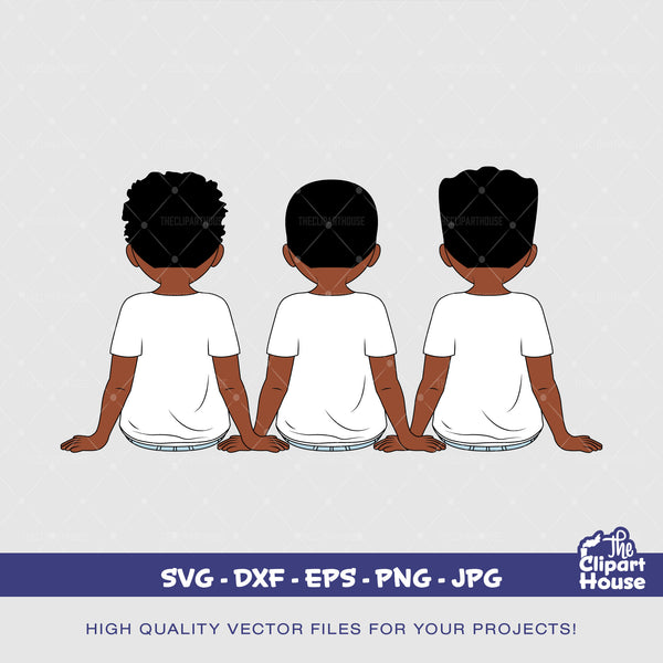 Friendship Young Boys 3, african american svg, black boy svg, afro boy svg, group of friends svg, brotherhood svg