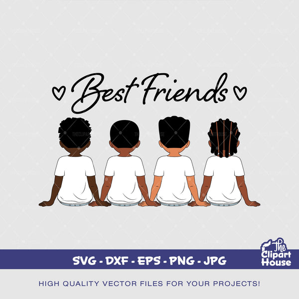 Best Friends Young Boys, african american svg, black boy svg, afro boy svg, group of friends svg, brotherhood svg