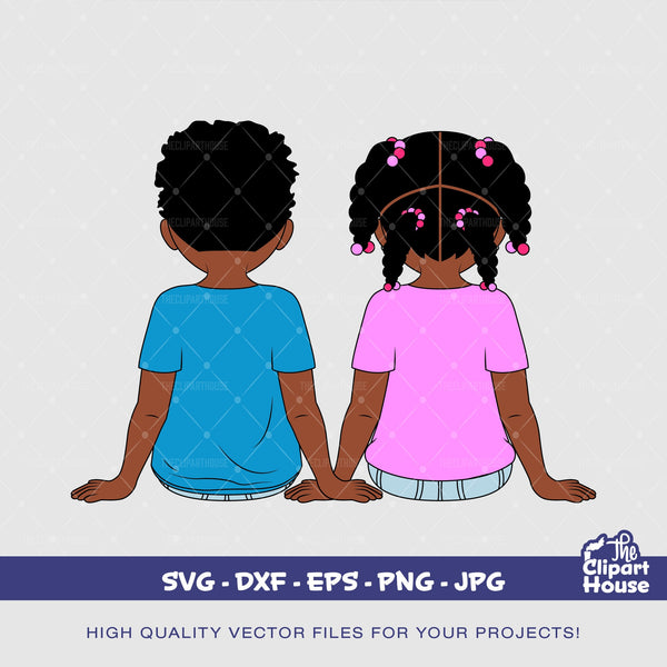 Young Siblings, african american svg, black boy svg, afro boy svg, family svg, siblings svg, black girl