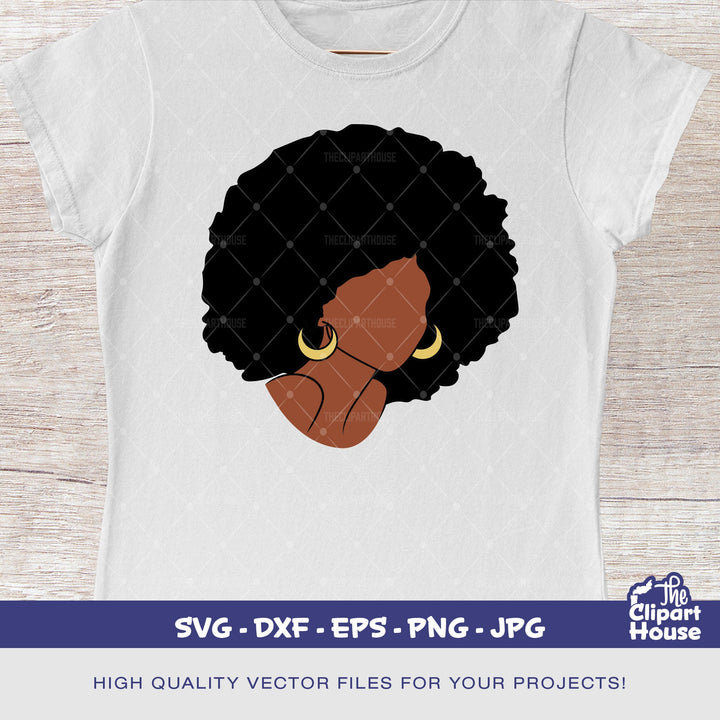 No Face Afro Woman 2, smirk svg, african american svg, black woman svg, black queen svg, black girl magic svg - The Clipart House