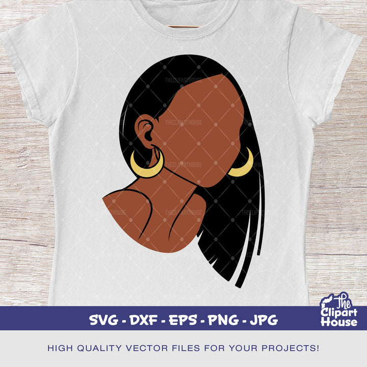 No Face Long Hair Woman, smirk svg, african american svg, black woman svg, black queen svg, black girl magic svg - The Clipart House