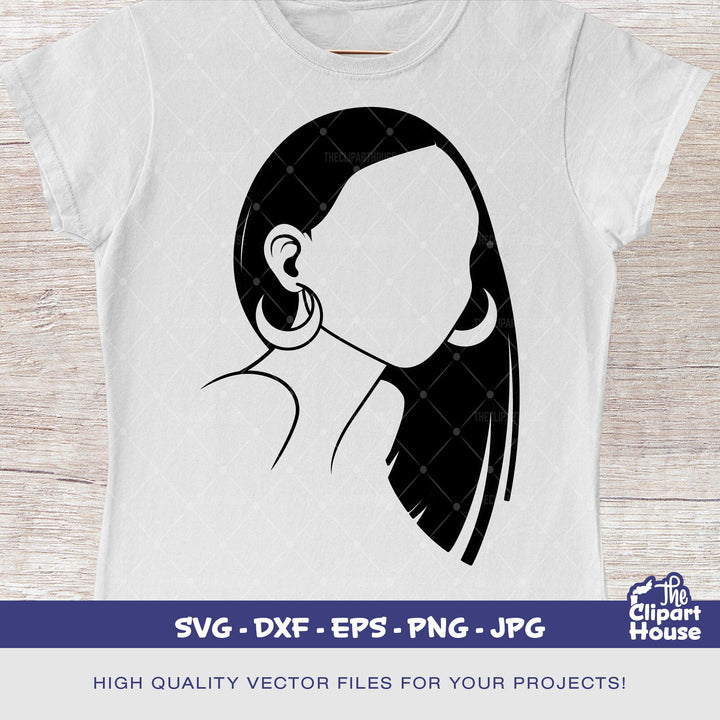 No Face Long Hair Woman Outline, smirk svg, african american svg, black woman svg, black queen svg, black girl magic svg - The Clipart House